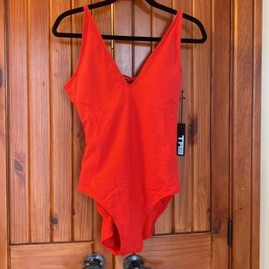 NWT TA3 Swimsuit large plungey reg torso Red slimming suit!